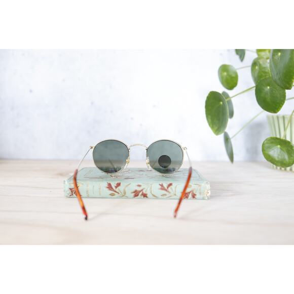 Vintage round 1990s Sunglasses NOS Aviator Gold tone nice lens hippie boho - Picture 6 of 8